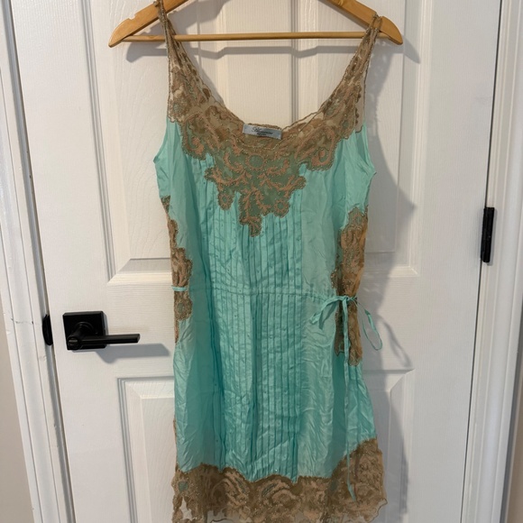 BLUMARINE Blue and Beige Silk Midi Dress - Picture 4 of 5